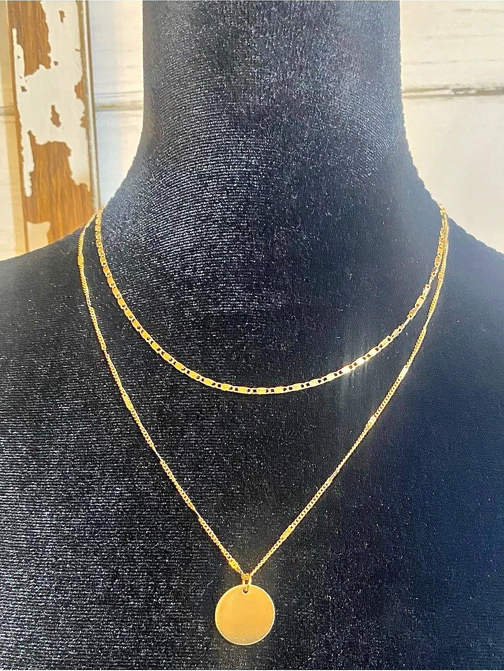 NWT 2 Pc Set Gold Toned Coin & Link Necklace